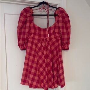 Acler Red Checkered Mini Dress